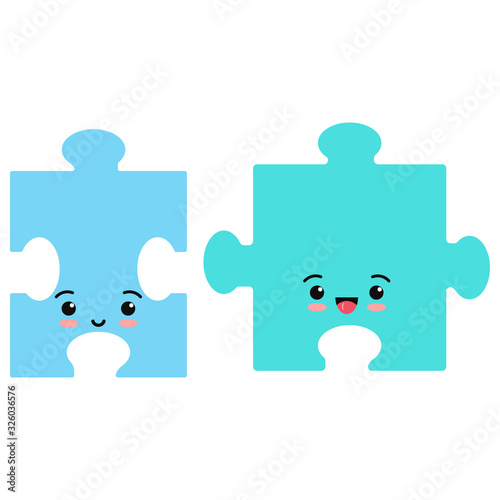 Puzzle pieces emoji vector icon isolated on white background.