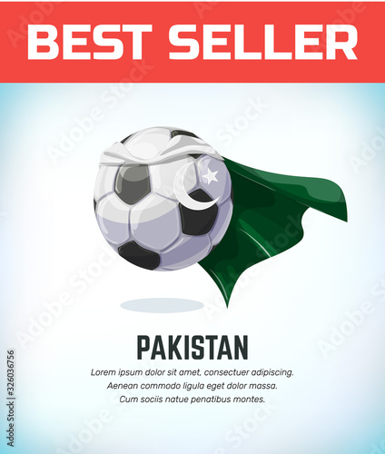 Pakistan football or soccer ball. Football national team. Vector illustration
