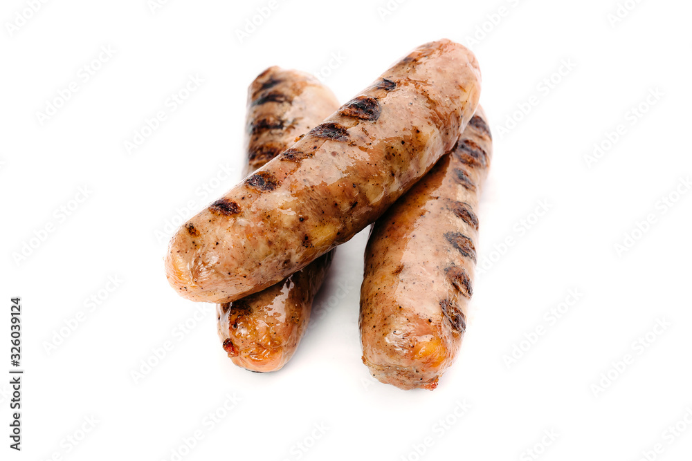 Grilled sausage isolated on white background Grilled sausage isolated on white background