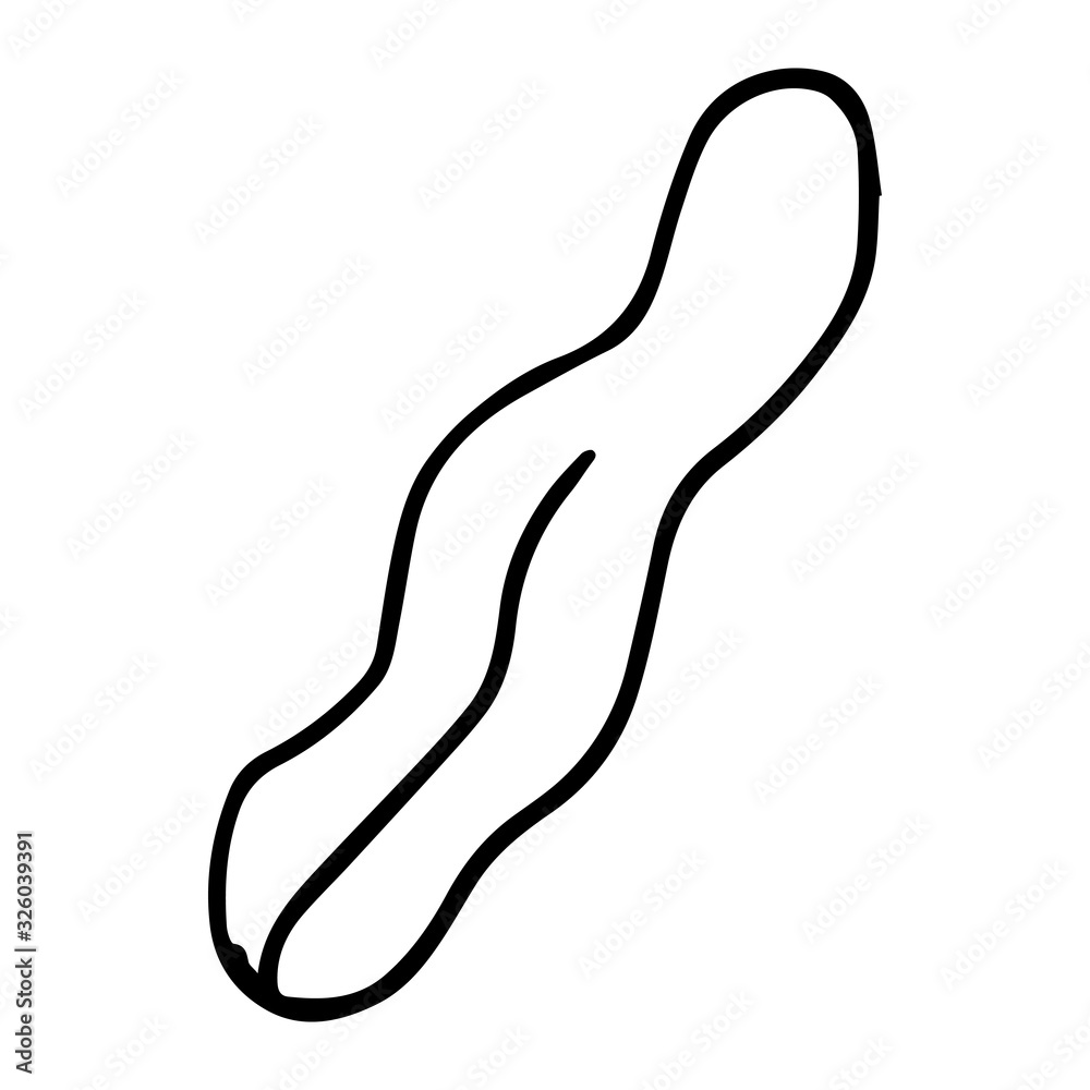 Hand drawn doodle of tree leave. Simple thick black line.