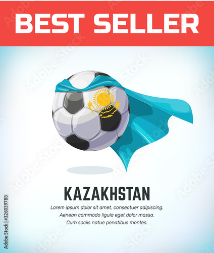 Kazakhstan football or soccer ball. Football national team. Vector illustration