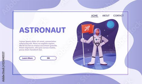 Astronaut character exploring outer space. Cartoon vector illustration