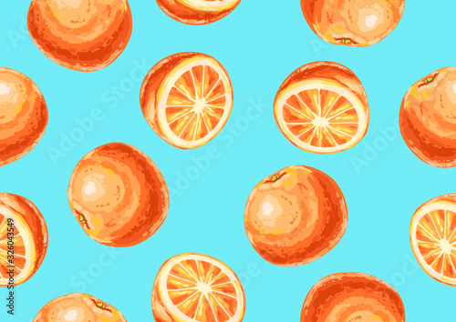 Seamless pattern with oranges and slices.