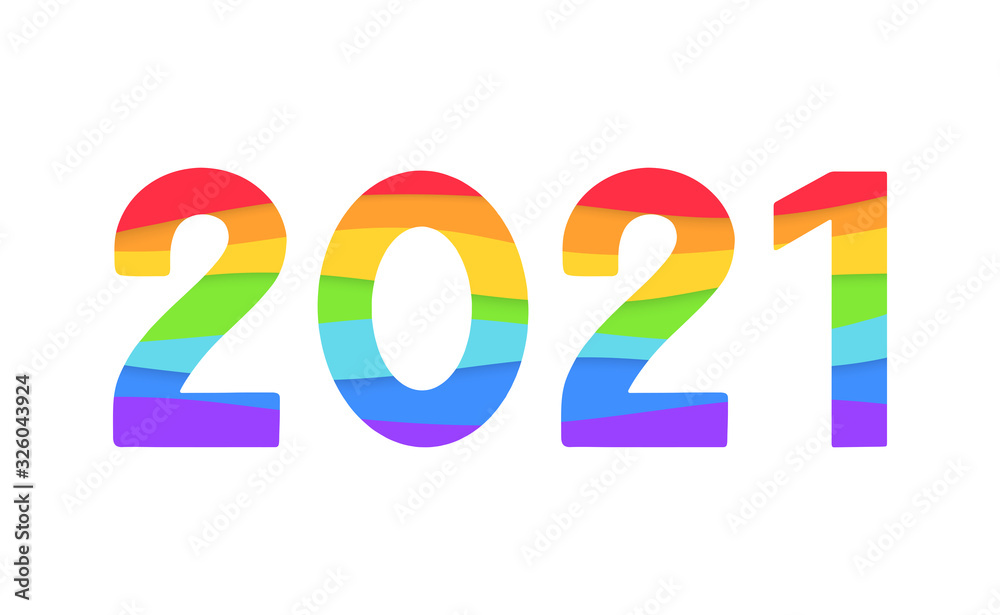 2021 vector logo with rainbow paper cut background. 2021 gay pride month vector concept. Festive numbers design. Lettering 2021 lgbt vector concept EPS 10 2021 vector logo with rainbow paper cut background. 2021 gay pride month vector concept. Festive numbers design. Lettering 2021 lgbt vector concept EPS 10