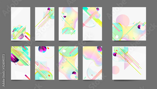 Elegant neo mint color pastel muted pale calm tones card templates set