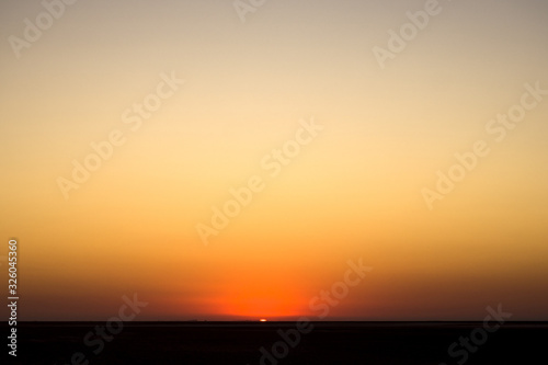 Sunrise on Sahara Desert early morning