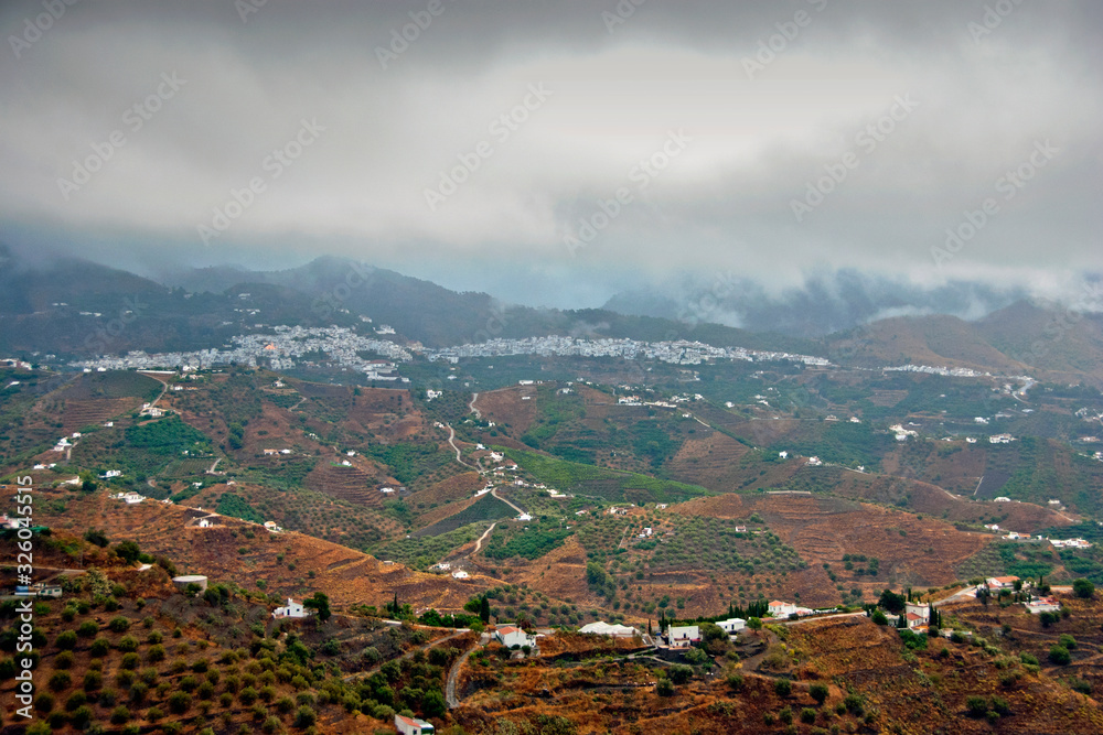 View at Frigiliana and the Sierra de Almijara Costa del Sol Andalucia Spain