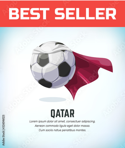 Qatar football or soccer ball. Football national team. Vector illustration