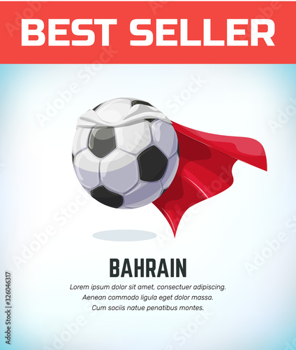 Bahrain football or soccer ball. Football national team. Vector illustration