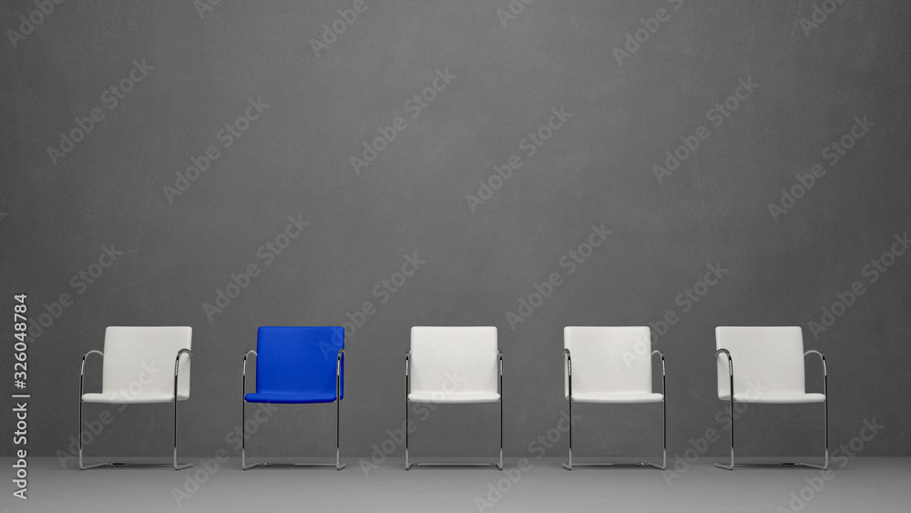 abstract business symbol with white chairs - 3D Illustration abstract business symbol with white chairs - 3D Illustration