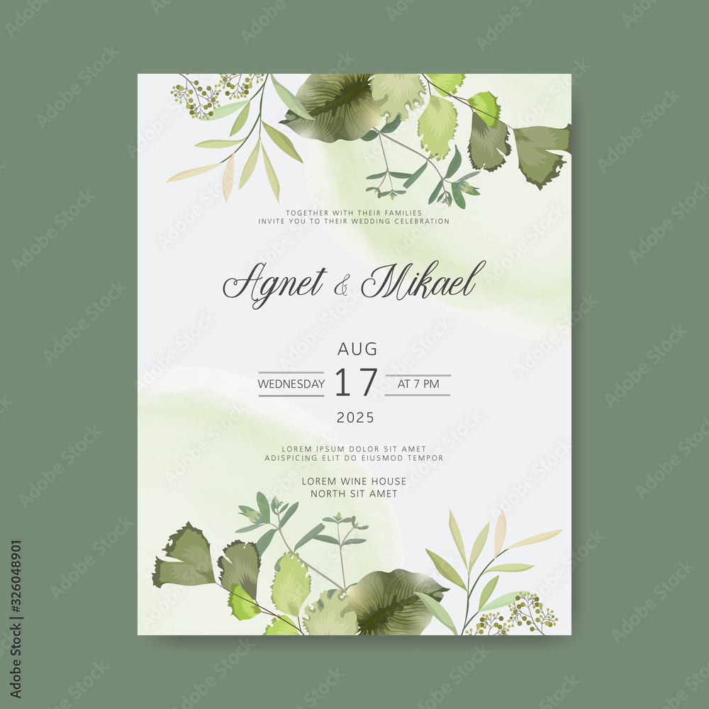 beautiful greenery wedding invitation templates
