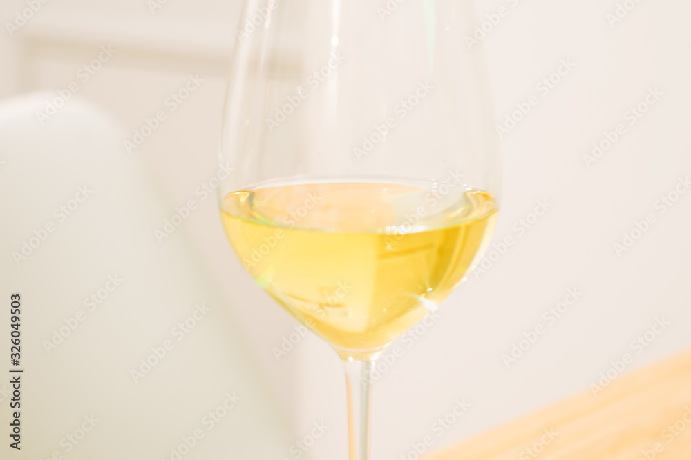 Head of Wineglass with white wine Head of Wineglass with white wine