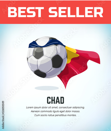 Chad football or soccer ball. Football national team. Vector illustration