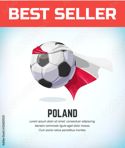 Poland football or soccer ball. Football national team. Vector illustration