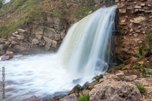 Artificial waterfall in the Kusie-Aleksandrovsky village takes. Perm region  Ural