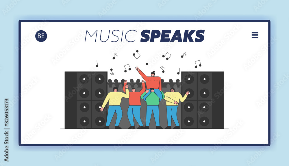 Dance Party Website Landing Page Concept. People Are Having Fun And Dancing At Disco Music Club. Notes And Big Speakers On the Background. Web Page Cartoon Outline Linear Flat Vector illustration Dance Party Website Landing Page Concept. People Are Having Fun And Dancing At Disco Music Club. Notes And Big Speakers On the Background. Web Page Cartoon Outline Linear Flat Vector illustration