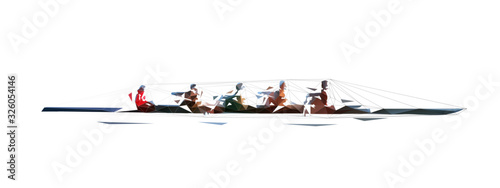 Rowing, low polygonal vector illustration. Geometric water sport photo