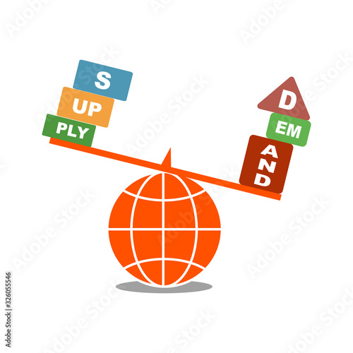 Supply and Demand flat illustration. Isolated on white background. 