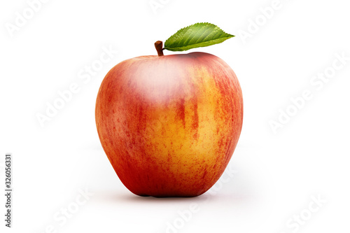 Gala Apple with Leaf Isolated on White Background photo