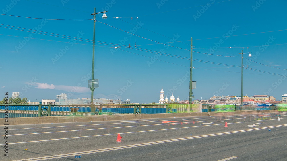 Birzhevoy Bridge timelapse. XXVII International marathon in Saint Petersburg , Russia
