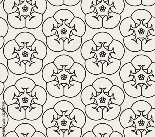 Decorative geometrical floral seamless pattern.