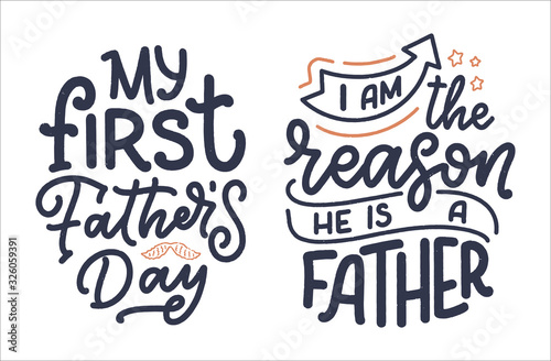 Funny hand drawn lettering quotes for Family Look design. Cool phrases for t shirt print. Inspirational slogans for Father's Day. Funny typography fashion template. Vector