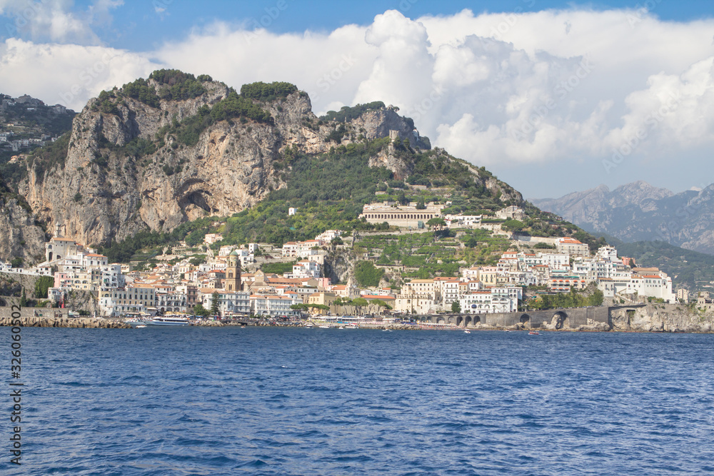 Fototapeta premium Panoramic view of the Praiano city, Italy