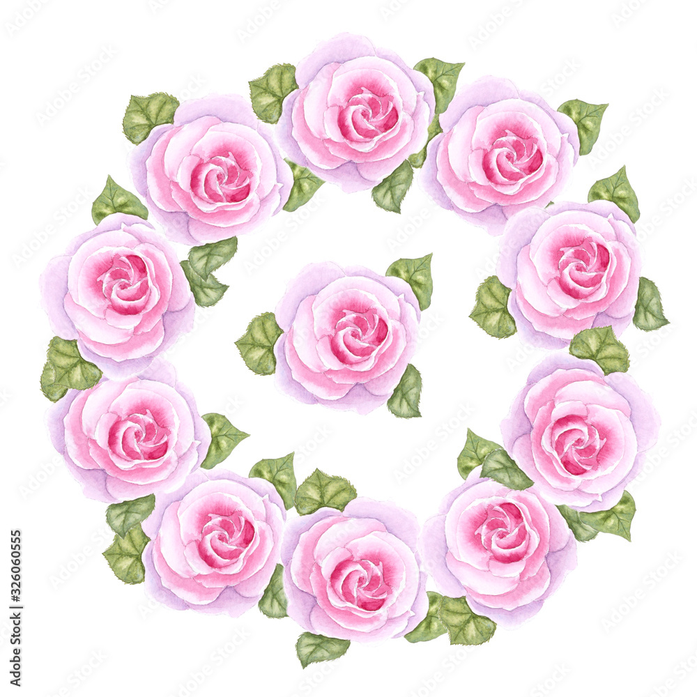Watercolor wreath from roses