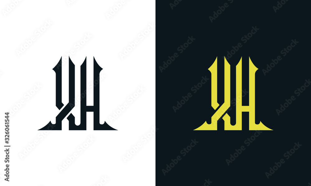 Minimal luxury line art letter XH logo. This logo icon incorporate with two Arabic letter in the creative way. It will be suitable for Royalty and Islamic related brand or company.