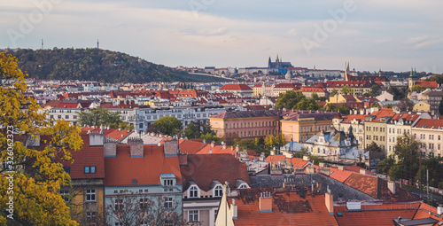 Obraz na plátně Autumn view of the center of Prague II from Vysehrad, Czech Republic
