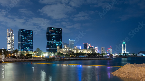 Night cityscape at Doha across the bay  Qatar