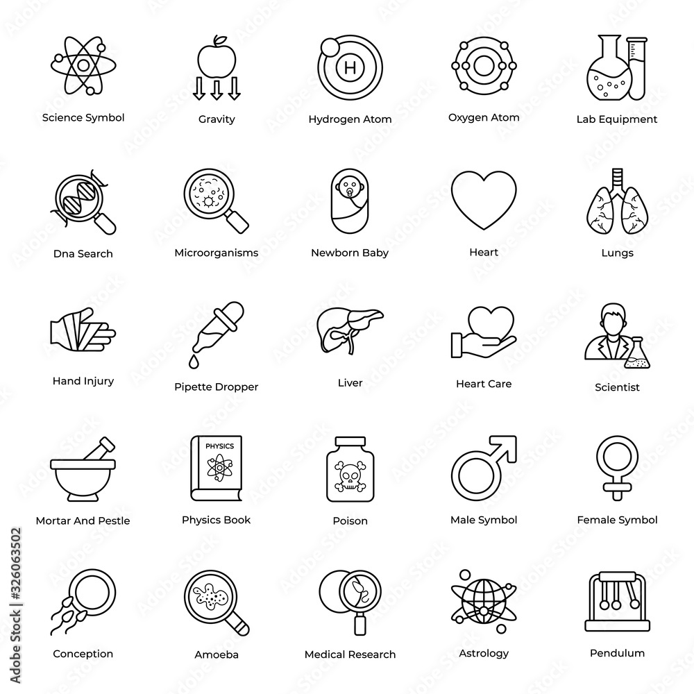  Bioscience Line Icons Vector Pack 