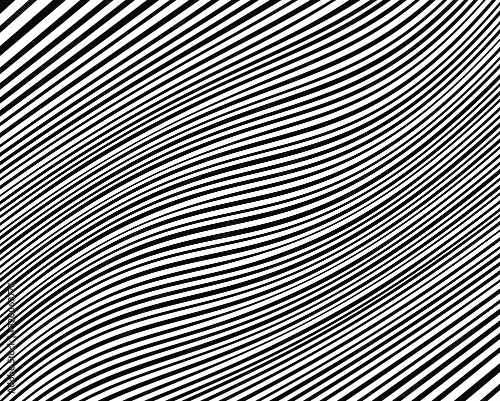 Abstract background with optical illusion wave. Black and white ...