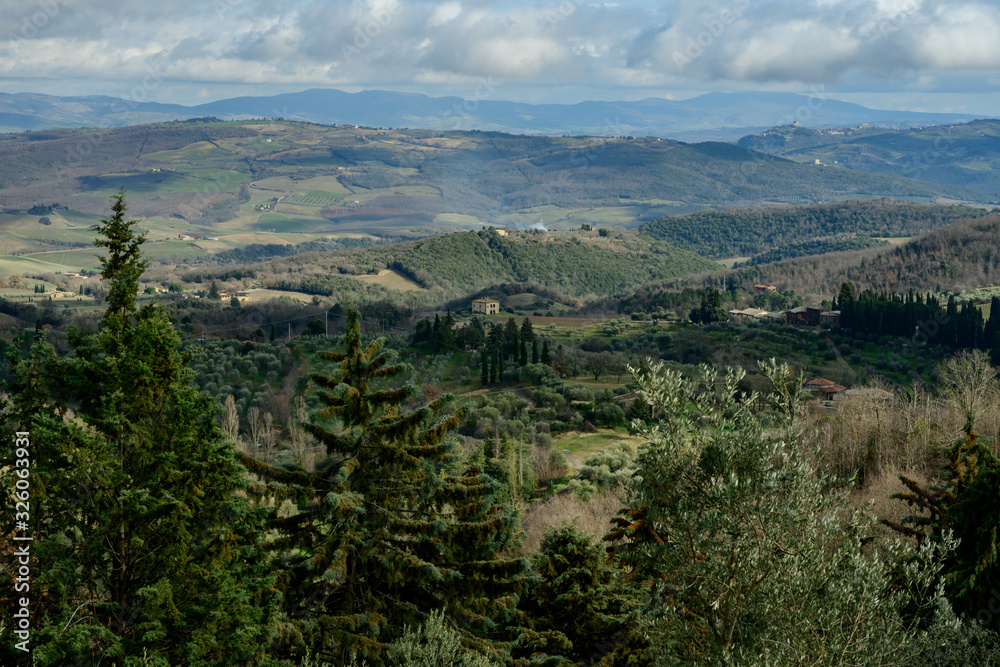 Aerial: beautiful Tuscany landscape