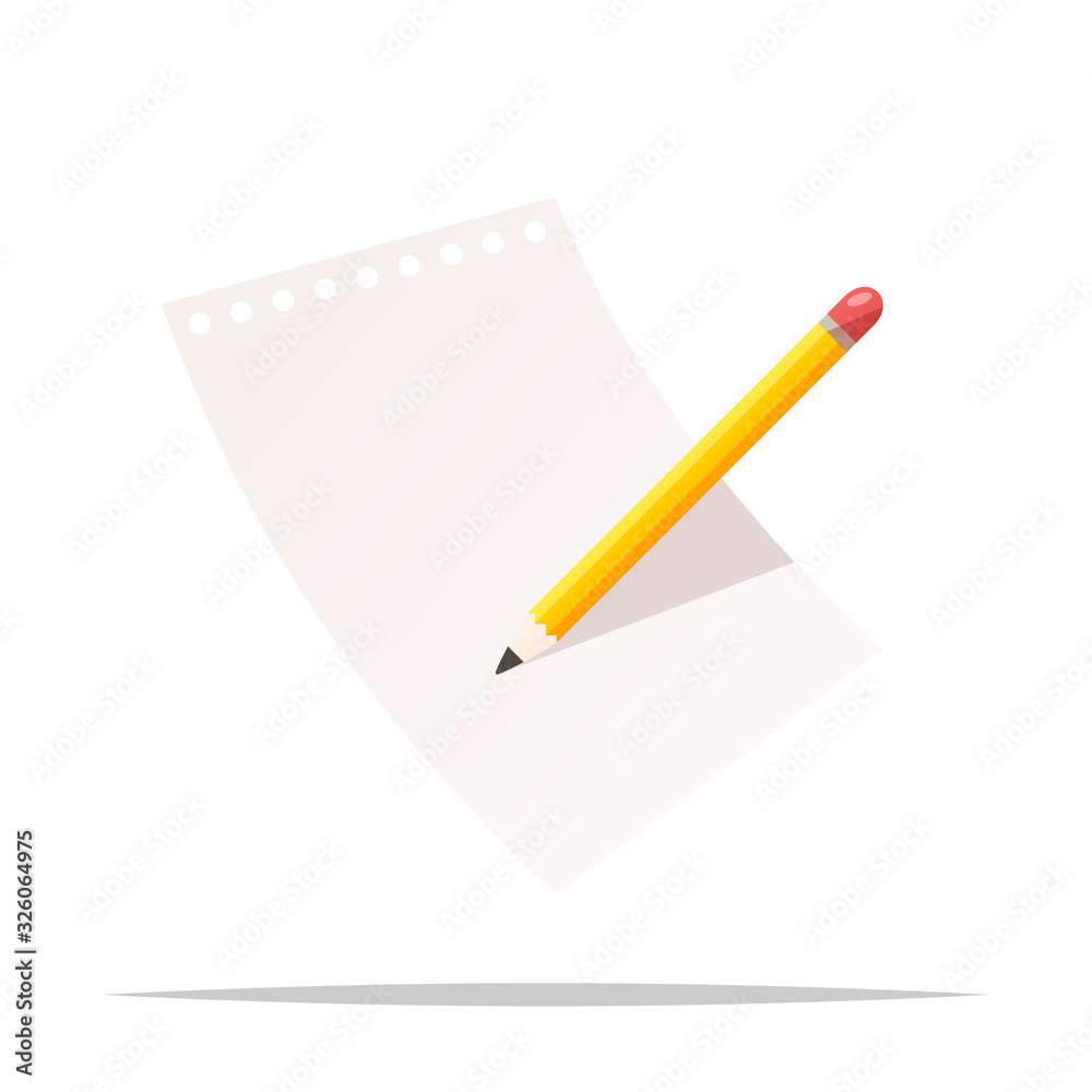 Pencil and paper vector isolated illustration Pencil and paper vector isolated illustration