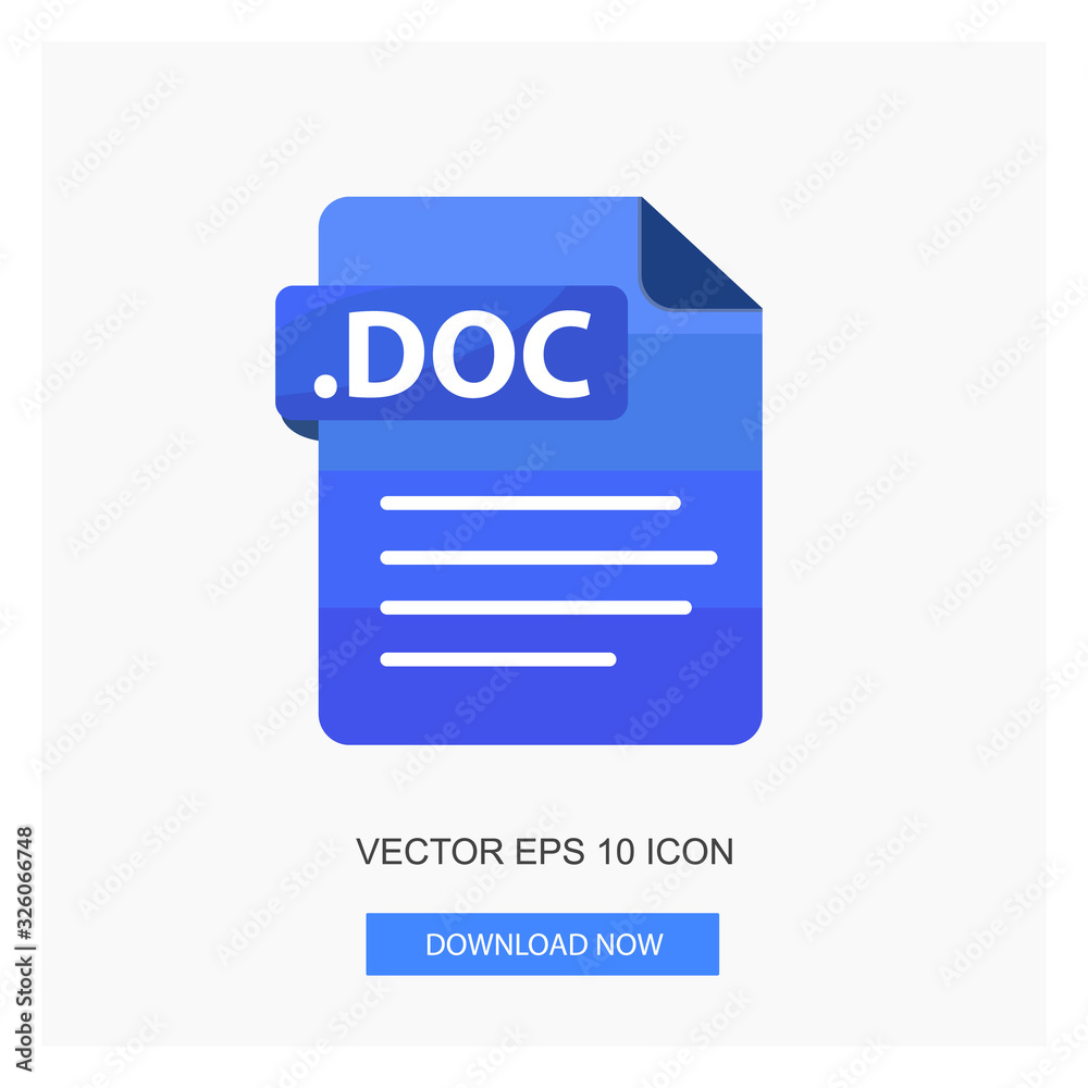 Document Formats Document .DOC With Document Sign Symbol File Blue Color Flat Icon Vector Illustration White Background Document Formats Document .DOC With Document Sign Symbol File Blue Color Flat Icon Vector Illustration White Background