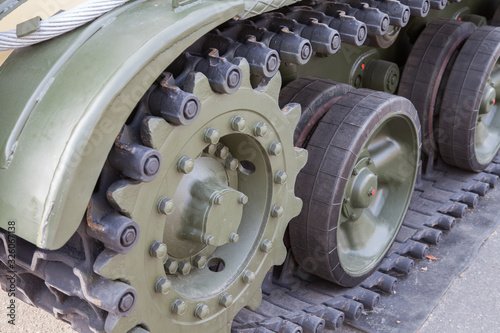 Wallpaper Mural Caterpillar tank tracks close-up. The Caterpillar Track of a Military Tank. Military equipment. Weapons Torontodigital.ca