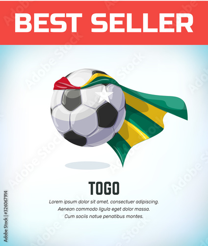 Togo football or soccer ball. Football national team. Vector illustration