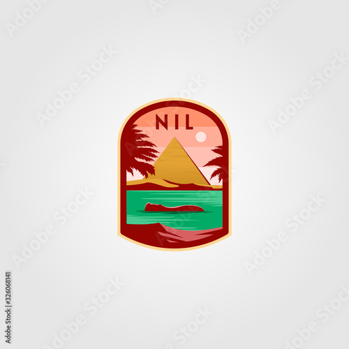 nil river logo pyramid vector illustration design