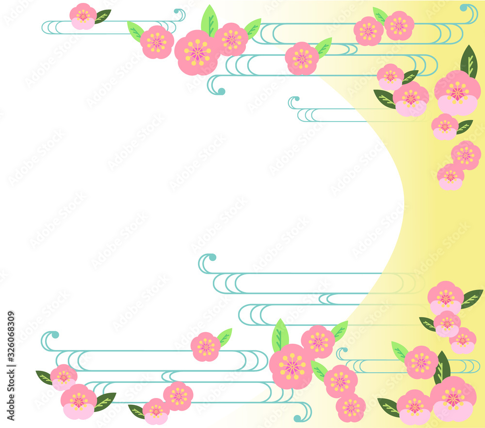 桜の和風フレーム　背景素材