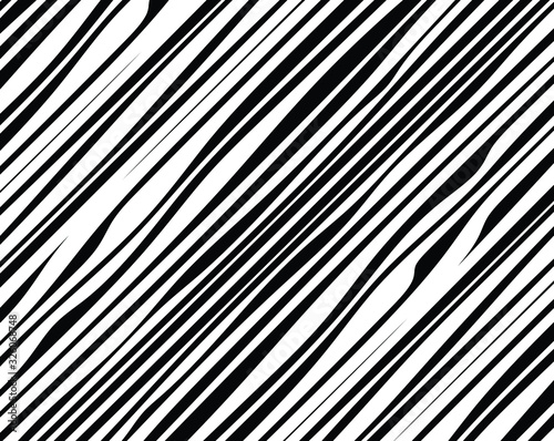  Abstract background with optical illusion wave. Black and white horizontal lines with wavy distortion effect for prints, web pages, template, posters, monochrome backgrounds and pattern