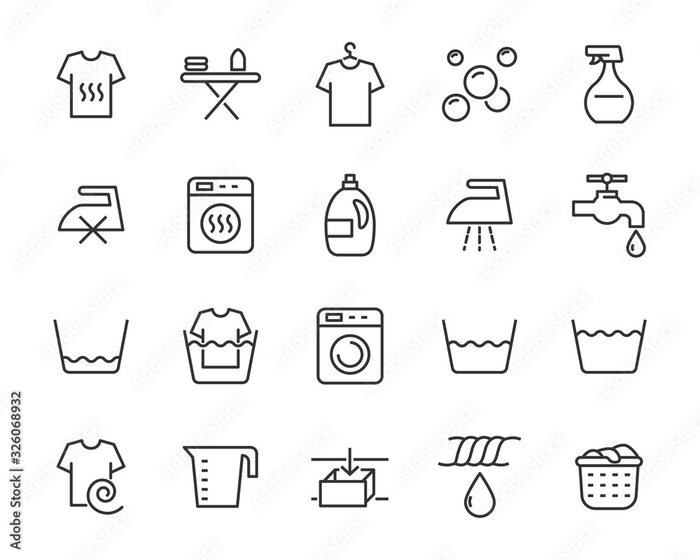 set of laundry icons, clean, housekeeping set of laundry icons, clean, housekeeping