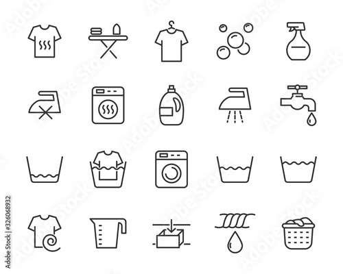 set of laundry icons, clean, housekeeping