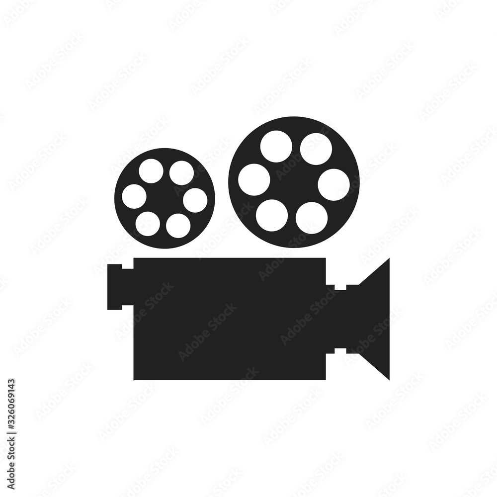 Video camera simple icon. Movie film reel. Vector illustration