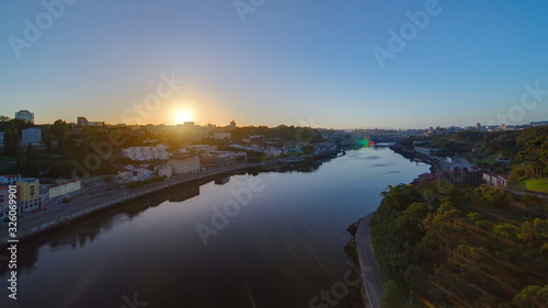 Sunrise at the most emblematic area of Douro river timelapse. World famous Porto wine production area.