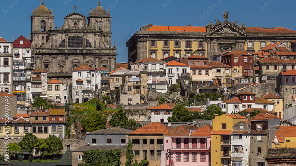 overview of old town of Porto timelapse, Portugal