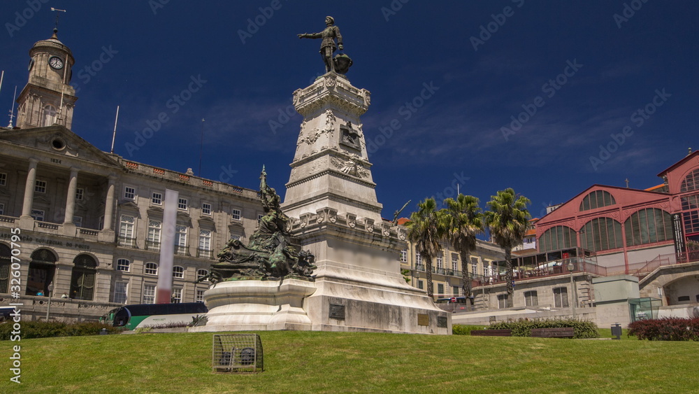Henry Infante Dom Henrique the Navigator Monument, Porto, Portugal timelapse
