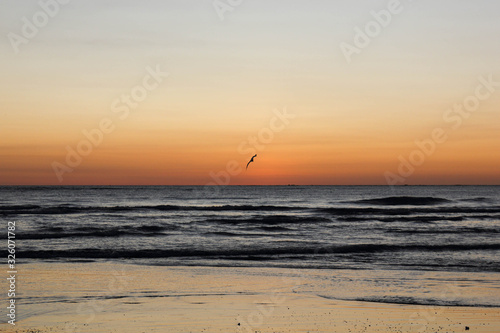 sunset evening at Playa Samara, envening mood and light of two campers, Costa Rica, Central America photo