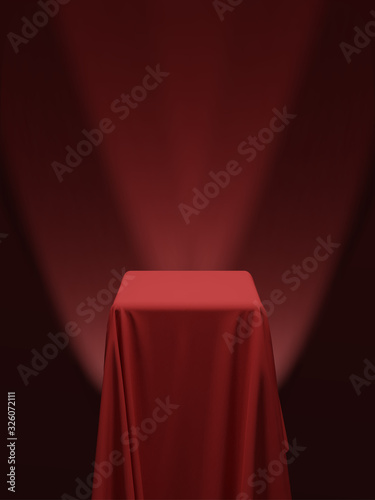 Red fabric covering a cube or a table vector illustration