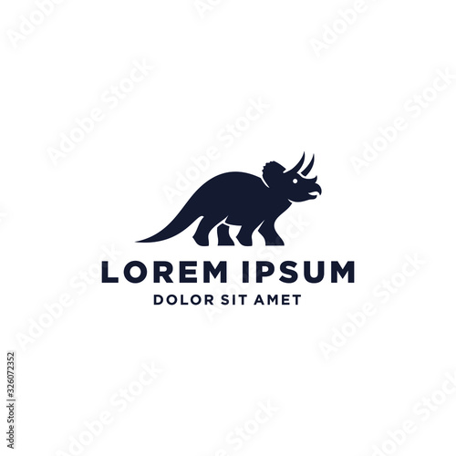 Triceratops dinosaur vector logo design element. Jurassic park world. Dinosaurs silhouette isolated on white background. Dino icon web site template.